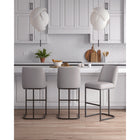 Manhattan Comfort Serena 17.71" Modern Leatherette Upholstered Barstool - Light Grey - 3 Pack-Frame Made of Metal with Matte Black Finish