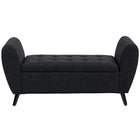 HOMCOM Upholstered Storage Bench with Armrests - Black-Button-tufted design adds a touch of elegant glamour to your house