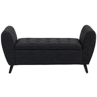 HOMCOM Upholstered Storage Bench with Armrests - Black-Button-tufted design adds a touch of elegant glamour to your house