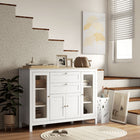 HOMCOM 47.25" L Sideboard Buffet Cabinet with 2 Drawers and 4 Doors - White-Made of MDF, rubber wood and tempered glass for stability 