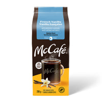 McCafé Premium French Vanilla Flavoured Medium Roast Ground Coffee - 290 g-McCafé French Vanilla coffee is made from 100% Arabica coffee beans that are traditionally fire-roasted to create our signature Premium Roast Coffee blend, roasted to medium, which yields a balanced flavour and rich aroma.
