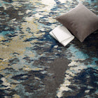 Modway Entourage Foliage Contemporary Modern Abstract Area Rug - 8 ft W x 10 ft L - Blue Tan Grey-Protect Floors From Foot Traffic / Furniture