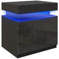 HOMCOM Nightstand with LED Lights and 2 Drawers - Black-Work well as a bed side table, sofa side table, or small organiser for small rooms 