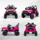 Qaba 12V Kids Ride on Truck Car with Remote Control, Openable Doors - Pink-Seat belt and power display enhance safety and convenience 