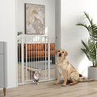 PawHut 30"-41" Dog Gate with Small Door and Extension Kit - 42" H-Adjustable width from 29.9"-40.9"(76-104 cm) to fit various doorways