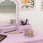 Qaba Kids Vanity Table with Mirror & Stool - Cloud Design - Pink-Clear and visible mirrors are made of acrylic 
