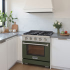 Kucht 30" KFX-X Series Pro Style Natural Gas Range - Stainless Steel/Olive Green-Heavy duty cast iron grates allow moving cookware across burners without lifting