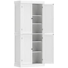 HOMCOM 72.5" H Freestanding 4-Door Kitchen Pantry Cabinet - White-6-tier shelf offers enough room for keeping cookware, dishes, appliances, and dry goods 