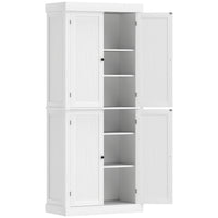 HOMCOM 72.5" H Freestanding 4-Door Kitchen Pantry Cabinet - White-6-tier shelf offers enough room for keeping cookware, dishes, appliances, and dry goods 