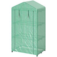 Outsunny 3 Tier Mini Greenhouse with Plastic Cover and Steel Frame - Green- Mini greenhouse is suitable for limited spaces
 