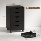 HOMCOM Filing Cabinet with 5 Wheels & Storage Organizer - Black-4 smooth-rolling casters with 2 locking brakes for easy movement
