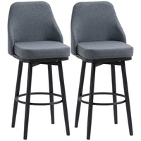 HOMCOM Bar Height Swivel Bar Stools with Steel Legs - Charcoal Grey - 2 Pack-Set of two high bar stools with a classic style

