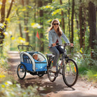 Aosom 2-in-1 Bike Trailer for Kids, Foldable Baby Stroller Carrier - Blue-Fits two kids under 43.3" (110 cm) in height 
