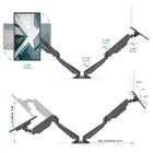 ShoppingAll 2-in-1 Adjustable Dual Gas Spring Arm Laptop & Monitor Desk Mount Stand - Black-Features two super speed USB 3.0 ports, and audio ports for quick access to flash drives, and convenient for charging your devices.
