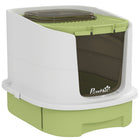 PawHut Cat Litter Box with Cleaning Drawer - 15.9" W x 20.7" D - Green-Enclosed design provides privacy for cats 