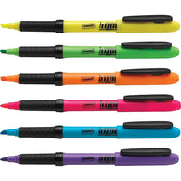 Staples Hype! Gripped Pen-Style Highlighters - Chisel Tip - Assorted Colours - 6 Pack-Writes and highlights with the ease and precision of a pen