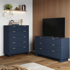 Manhattan Comfort Granville Modern Chest and Double Dresser Set - Midnight Blue-Recommended for up to 50 inch TV.