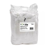 Globe Commercial White T-Shirt Wiping Rags 25lb Bag-Reinforced handles for easy carrying and maneuverability
