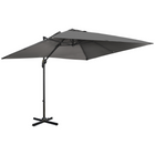 Outsunny Cantilever Patio Umbrella with Cross Base and 360° Rotation - 9' - Dark Grey-4-level adjustable canopy offers shade angle you want