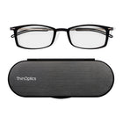 ThinOptics FrontPage Collection Glasses with Milano Black Case - Brooklyn - 2.0 - Black-Product includes the ThinOptics Reading Glasses & the Universal Pod case featuring non-residue adhesive to stick onto your phone/case or any other hard & flat surface