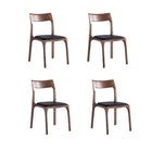 Manhattan Comfort Moderno 17.72" Modern Leatherette Upholstered Dining Chair - Walnut and Black - Set of 4-Modern Dining Chair Perfect for Dining Room and Restaurant Usage