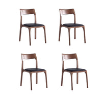 Manhattan Comfort Moderno 17.72" Modern Leatherette Upholstered Dining Chair - Walnut and Black - Set of 4-Modern Dining Chair Perfect for Dining Room and Restaurant Usage