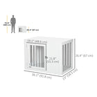 PawHut 2-in-1 End Table Pet Cage Kennel with Two Doors - White-Material: Steel and MDF 