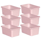 Teacher Created Resources Blush Small Plastic Storage Bin - 6 Pack-Small books, notepads, toys, games, and supplies can be stored away to help your room stay clutter free.