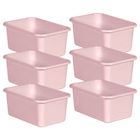 Teacher Created Resources Blush Small Plastic Storage Bin - 6 Pack-Small books, notepads, toys, games, and supplies can be stored away to help your room stay clutter free.