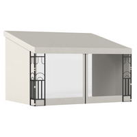 Outsunny 10 ft W x 13 ft L Wall Mounted Pergola Gazebo with Curtains and Nettings - Beige-Mounted to the wall, bring the indoors out