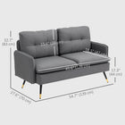 HOMCOM 55" Loveseat Sofa with Tufted Back - Dark Grey-Generously padded back and seat cushions deliver support and relaxation 