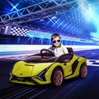 Aosom 12V Lamborghini Sian Kids Electric Ride-On Car - Green-2 mode drive, manual and remote control 