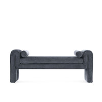 Manhattan Comfort Concord 59" Modern Chenille Upholstered Bench - Black-Modern Glam Bench for Bedroom and Living Room Usage