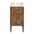 Modway Elysian 48" Wood Double Sink Bathroom Vanity - White/Brown-Mango Wood Construction