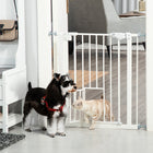 PawHut 29-32 Inch Pet Gate with Cat Door - White-This safety gate for stairs allows the door can swing in both directions