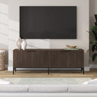 Hudson&Canal Montello TV Stand for TV's up to 78" - Alder Brown-Constructed of sturdy steel and MDF materials in a handcrafted alder brown finish