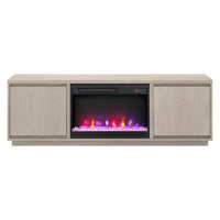 Hudson&Canal Presque TV Stand with 26" Crystal Fireplace for TV's up to 75" - Alder White-A contemporary design accommodates TVs up to 75" for your entertaining space