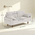 HOMCOM 66.5" Velvet Upholstered 3 Seater Sofa Couch with 2 Pillows - Cream White-Two pillows enhance lumbar support and cohesive sofa styling  