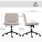 HOMCOM Criss Cross Armless Wide Office Chair with Wheels - Beige-Features 360-degree swivel and silent wheels for smooth, floor-safe mobility