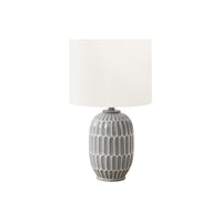 Monarch Specialties 22" H Contemporary Table Lamp - Grey Ceramic / Ivory / Cream Shade-A contemporary 22"h table lamp featuring a chic grey ceramic base and a sophisticated ivory fabric shade that effortlessly complements modern decor styles, adding a touch of elegance to any end or side table, console table, or nightstand
