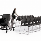 Global Duet Armless Stacking Ganging Chair - Night - Black-Sled base