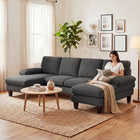 HOMCOM U-Shaped Sectional Couch with Pillow-top Armrests - Dark Grey-Plush back cushions and pillow-top armrests add extra comfort and support  