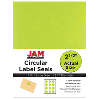 JAM Paper Round Circle Label Sticker Seals, 2.5 inch diameter, Green, 120 Pack (147628589)-Terra Lime Green™ circular labels