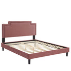 Modway Liva Performance Velvet Twin Bed with Black Wood Legs - Dusty Rose-Twin Platform Bed