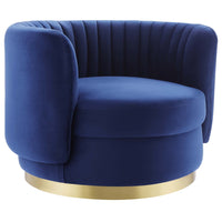 Modway Embrace Tufted Performance Velvet Swivel Chair - Gold Navy-Channel Tufted Chair