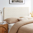 Modway Sparta Weave Wall-Mount Vegan Leather Queen Headboard - Natural Beige-Wood Frame