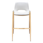 Zuo Desi Barstool - White/Gold - Set of 2-Plush and durable faux leather fabric