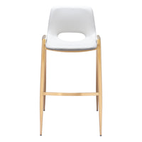 Zuo Desi Barstool - White/Gold - Set of 2-Plush and durable faux leather fabric