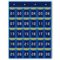 Kore Design Hanging Cell Phone 30-Pocket Storage Classroom Organizer - Blue/Yellow-Enhanced Organization: Keeps phones and small essentials neatly arranged, reducing classroom clutter.