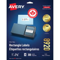 Avery White Rectangle Labels with Easy Peel, 1" x 2-5/8", for Laser/Inkjet Printer, 300 Pack (8920)-1" x 2-5/8", White